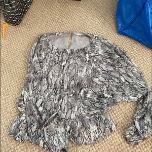 Reptile print long-sleeved blouse